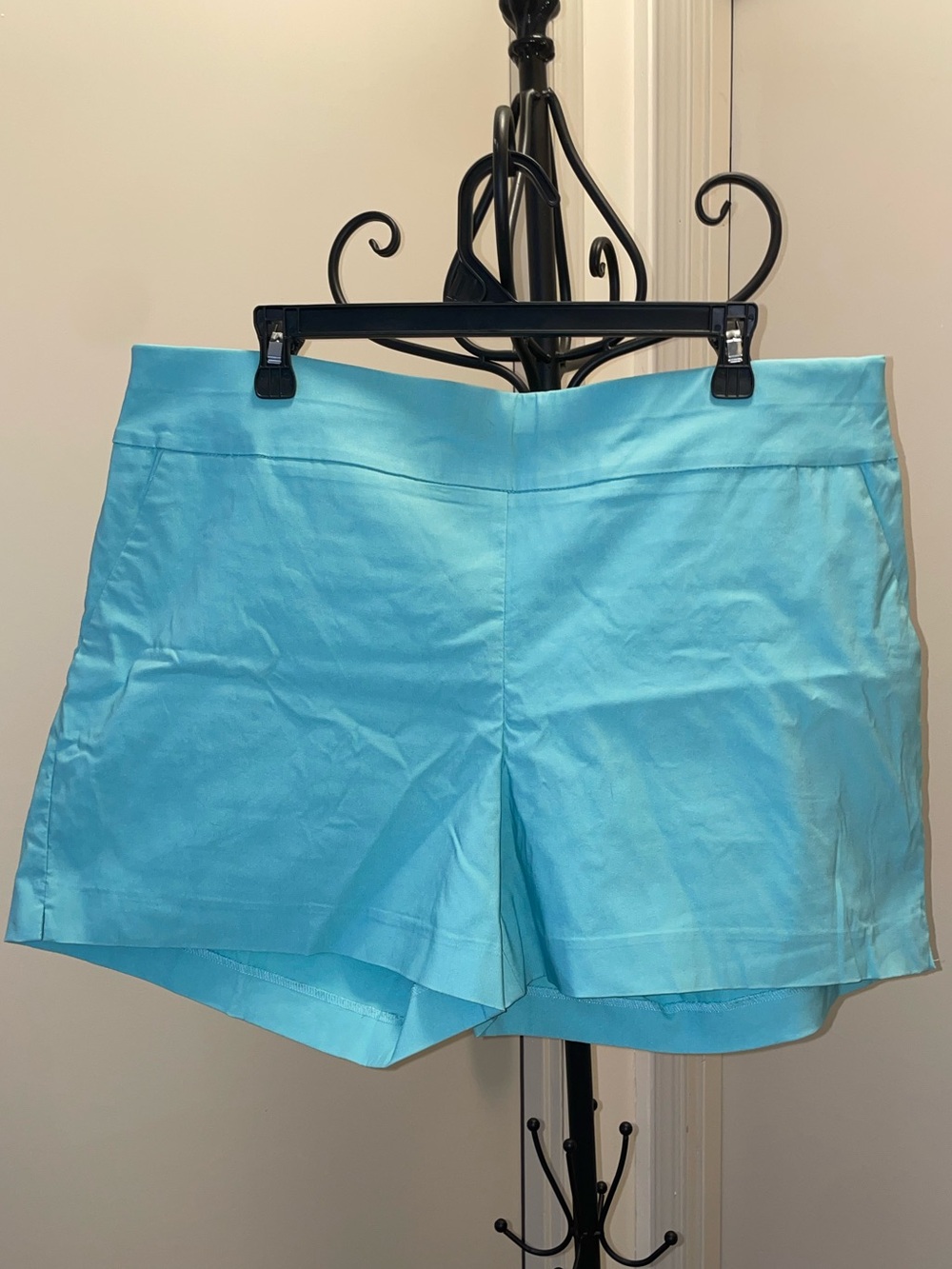 High-Waist Aqua Blue Tailored Shorts